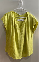 Load image into Gallery viewer, Calvin Klein Womens Green Short Cap Sleeve Notch Neck Pullover Blouse Top Size S
