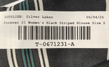 Load image into Gallery viewer, Forever 21 Womens Black Striped 3/4 Sleeve Collared Tie-Back Blouse Top Size S
