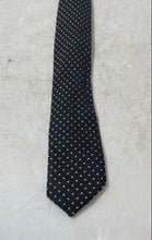Load image into Gallery viewer, Hugo Boss Mens Black White Geometric Silk Keeper Loop Adjustable Designer Tie
