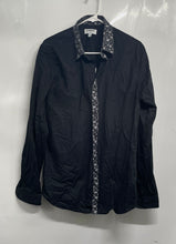 Load image into Gallery viewer, Express Mens Black Floral Trim Long Sleeve Extra-Slim Fit Dress Shirt Size L

