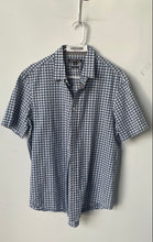 Load image into Gallery viewer, Michael Kors Mens Blue White Check Print Classic Fit Button-Up Shirt Size L
