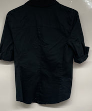 Load image into Gallery viewer, 7Th Avenue Design Studio Womens Black Short Sleeve Collared Button-Up Shirt Sz S
