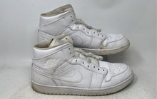 Load image into Gallery viewer, Nike Mens Air Jordan 1 Mid White Leather Lace-Up Sneakers Shoes Size 13 No Laces
