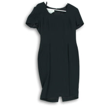 Load image into Gallery viewer, Maggy London Womens Black Short Sleeve Round Neck Back Zip Sheath Dress Size 4

