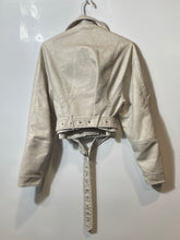 Load image into Gallery viewer, Zara Womens Beige Long Sleeve Belted Full-Zip Motorcycle Jacket Size S
