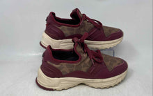 Load image into Gallery viewer, Coach Womens G3891 Brown And Red Monogram Lace-Up Sneaker Shoes Size 7.5B
