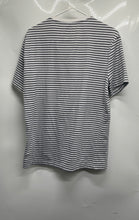 Load image into Gallery viewer, H&amp;M Mens White Gray Striped Print Slim Fit Short Sleeve Pullover T-Shirt Size L
