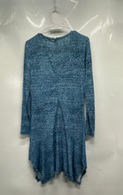 Load image into Gallery viewer, Michael Kors Womens Blue Abstract Print Long Sleeve Ruffle Hem Shift Dress Sz S
