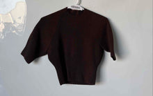 Load image into Gallery viewer, Zara Womens Brown Ribbed Raglan Short Sleeve Cropped Sweater Size Small
