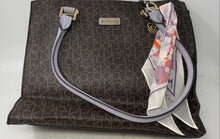 Load image into Gallery viewer, Calvin Klein Womens Brown Purple Monogram Inner Pockets Magnetic Shoulder Bag
