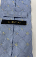 Load image into Gallery viewer, Valentino Mens Blue Plaid Silk Adjustable Long Formal Designer Tie Stained
