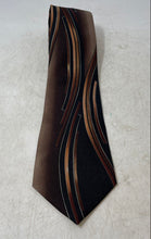 Load image into Gallery viewer, Umo Lorenzo Mens Black Brown Printed Adjustable Pointed Tie One Size
