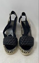 Load image into Gallery viewer, Vince Camuto Womens Bryleigh Black Beige Leather Wedge Espadrille Sandals 6.5M
