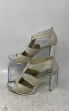 Load image into Gallery viewer, Michael Kors Womens Berkley White Snakeskin Front Zip Strappy Sandals Size 7M
