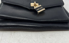 Load image into Gallery viewer, Anne Klein Womens Black Lizard Embossed Leather Detachable Strap Shoulder Bag
