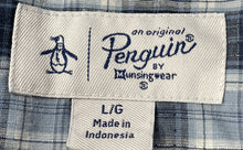 Load image into Gallery viewer, An Original Penguin Mens Blue Plaid Print Short Sleeve Button-Up Shirt Size L
