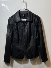 Load image into Gallery viewer, White House Black Market Womens Black Floral Lace Full-Zip Biker Jacket Size 10
