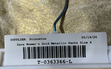 Load image into Gallery viewer, Zara Womens Gold Metallic Cotton Pockets Boyfriend Jeans Size 4
