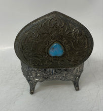 Load image into Gallery viewer, Holiday Imports Silver-Tone Silver Plate Heart-Shaped Small Jewelry Trinket Box
