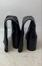 Load image into Gallery viewer, Madden NYC Womens Black Leather Side Zip Block Heel Knee High Biker Boots Size 9
