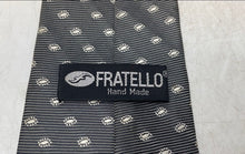 Load image into Gallery viewer, Fratello Mens Gray Striped Geometric Print Keeper Loop Adjustable Pointed Tie
