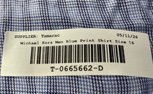 Load image into Gallery viewer, Michael Kors Mens Blue Plaid Long Sleeve Regular Fit Dress Shirt Size 16 34/35
