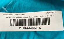 Load image into Gallery viewer, Majestic Womens Aqua Miami Dolphins Football Pullover T-Shirt Size L

