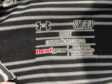 Load image into Gallery viewer, Under Armour Mens Black Striped Print Short Sleeve Collared Polo Shirt Size S
