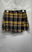 Load image into Gallery viewer, Bershka Bsk Girl Womens Yellow Black Plaid Frayed Fringe Tartan Mini Skort Sz M
