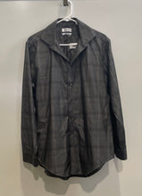 Load image into Gallery viewer, Calvin Klein Mens Dark Gray Plaid Cotton Slim Fit Non-Iron Dress Shirt Size 16
