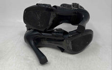 Load image into Gallery viewer, Karl Lagerfeld Womens Careliz Black Logo Print High Heel Strappy Sandals Sz 5.5M
