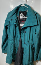 Load image into Gallery viewer, G.E.T Womens Teal Check Long Sleeve Front Zipper &amp; Snap Hooded Jacket Size Small
