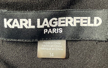 Load image into Gallery viewer, Karl Lagerfeld Womens Black Embellished Puff Sleeve V-Neck One-Piece Jumpsuit 14
