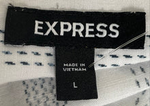 Load image into Gallery viewer, Express Mens White Blue Striped Linen Cotton Short Sleeve Button-Up Shirt Size L
