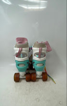 Load image into Gallery viewer, Ernan Girls Multicolor Adjustable Strap Quad Wheel Roller Skates Size 31-34
