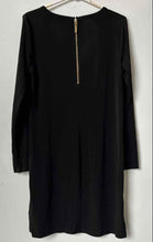 Load image into Gallery viewer, Michael Kors Womens Black Faux Leather Detail Long Sleeve Shift Dress Size M
