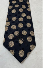 Load image into Gallery viewer, Countess Wara Mens Black Beige Polka Dot Adjustable Pointed Tie One Size
