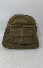 Load image into Gallery viewer, Fossil Womens Green Canvas Leather Trim Outer Pocket Adjustable Straps Backpack
