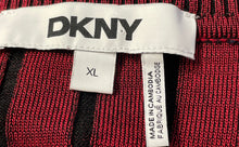 Load image into Gallery viewer, DKNY Womens Black Red Striped Long Sleeve V-Neck Pullover Sweater Size XL
