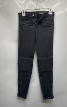 Load image into Gallery viewer, Zara Womens Black Denim Knee Patches Mid Rise Ankle Zip Skinny Leg Jeans Size M
