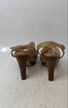 Load image into Gallery viewer, Coach Womens Brynne Metallic Gold Leather High Block Platform Heels Size 7 B
