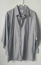 Load image into Gallery viewer, Calvin Klein Mens Gray Regular Fit Stretch Long Sleeve Dress Shirt Size 17 32/33
