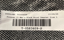 Load image into Gallery viewer, Forever 21 Mens Black White Drippin Print Crew Neck Pullover Sweater Size Large
