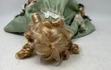 Load image into Gallery viewer, Antique Ceramic Decor Blonde Curly Hair Green Dress Floral Lace Fashion Doll
