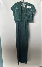 Load image into Gallery viewer, J.R. Nites By Caliendo Womens Green Leaf 2 Pcs Maxi Dress And Jacket Set Size 10

