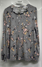 Load image into Gallery viewer, Calvin Klein Womens Gray Abstract Print Long Sleeve Pintuck Blouse Top Size XL
