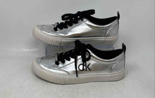 Load image into Gallery viewer, Calvin Klein Womens Lariss Silver Black White Lace-Up Sneakers Shoes Size 8M
