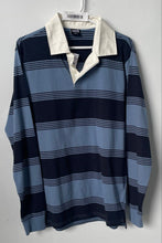 Load image into Gallery viewer, Cotton On Mens Blue Striped Long Sleeve Spread Collar Loose Fit Polo Shirt Sz S
