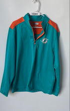 Load image into Gallery viewer, NFL Team Apparel Mens Aqua Miami Dolphins Quarter-Zip Sweatshirt Size L

