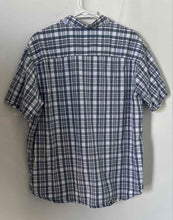 Load image into Gallery viewer, Columbia Mens Blue White Plaid Short Sleeve Collared Button-Up Shirt Size XL
